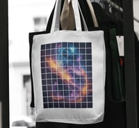 Image 5 of Galaxy Grid T-Shirt and Tote Bag Set - Cosmic Vibes, Unique Cut-Out Design