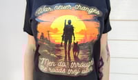 Image 3 of Lone Wanderer and Dogmeat Black T-shirt - War Never Changes Original Design Graphic Tee