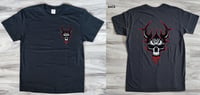 Image 1 of Skull Deamon T-Shirt - A Tribal Skull Graphic Tee - Tatoo Like Skull, Front and Back Design