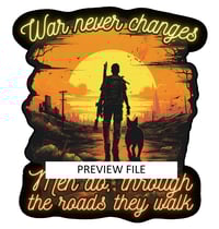 Image 5 of Lone Wanderer and Dogmeat Black T-shirt - War Never Changes Original Design Graphic Tee