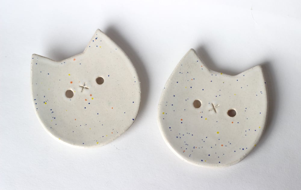 Image of SALE - White Cat soap dishes