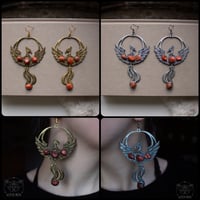 Image 1 of Phoenix Earrings - Rebirth Collection (Red Agate) - 3D printed *no metal!