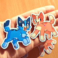 Image 1 of Heeler Puppies 2 Inch Holographic Stickers 