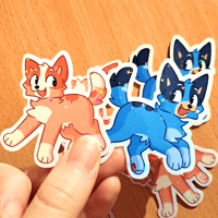 Image 3 of Heeler Puppies 2 Inch Holographic Stickers 