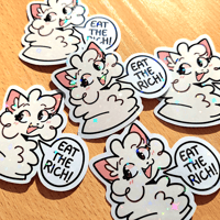 Image 2 of "Eat The Rich" 2 Inch Holographic Sticker