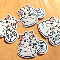 Image 3 of "Eat The Rich" 2 Inch Holographic Sticker
