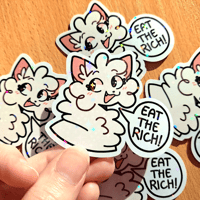 Image 1 of "Eat The Rich" 2 Inch Holographic Sticker