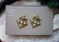 Image 2 of Hiddensee Crystal Earrings (Yellow Agate) - 3D printed *no metal!
