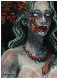 Image 2 of Melancholy loves to wear her red necklace - Original Painting