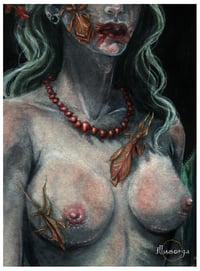 Image 3 of Melancholy loves to wear her red necklace - Original Painting
