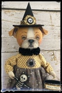 Bullinda the Folk Art Halloween Witch English Bull Dog doll Penny Grotz