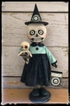 Folk Art Halloween Skeleton Witch Doll  Penny Grotz