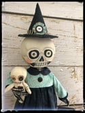 Folk Art Halloween Skeleton Witch Doll  Penny Grotz