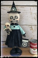 Folk Art Halloween Skeleton Witch Doll  Penny Grotz