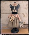 Folk Art French Bulldog Boston Terrier Dog Doll Penny Grotz