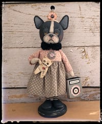 Image 1 of Folk Art French Bulldog Boston Terrier Dog Doll Penny Grotz