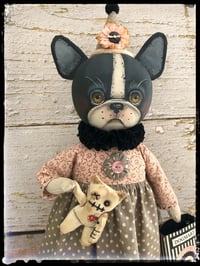 Image 2 of Folk Art French Bulldog Boston Terrier Dog Doll Penny Grotz
