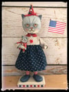 Americana Folk Art Cat Doll Penny Grotz