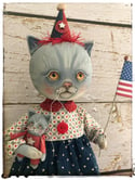 Americana Folk Art Cat Doll Penny Grotz