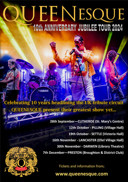 Image of  Queen-Esque 10th Anniversary Tour - Village Hall PILLING 12th October 2024