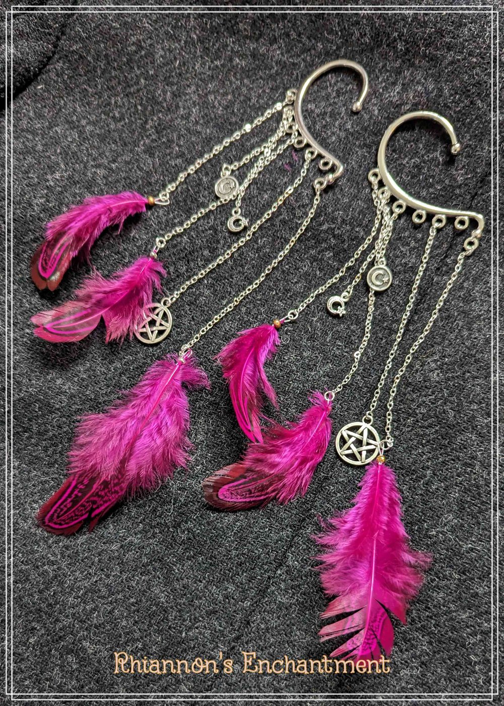 Ear Cuffs - Pink Feathers 