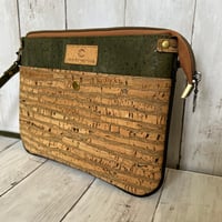 Image 3 of Callisto Crossbody Bag with Adjustable Strap - Natural Bark + Olive Green