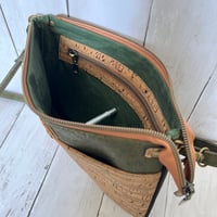Image 4 of Callisto Crossbody Bag with Adjustable Strap - Natural Bark + Olive Green