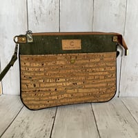 Image 1 of Callisto Crossbody Bag with Adjustable Strap - Natural Bark + Olive Green