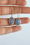 Baby Blue Chalcedony Button Earrings