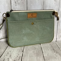 Image 1 of Callisto Crossbody Bag with Adjustable Strap - Agave with Green Piping