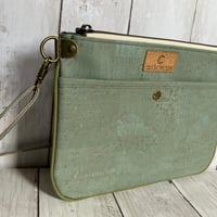 Image 2 of Callisto Crossbody Bag with Adjustable Strap - Agave with Green Piping