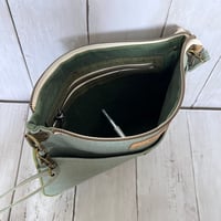 Image 4 of Callisto Crossbody Bag with Adjustable Strap - Agave with Green Piping