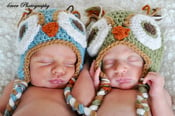 Image of TWO 0-3 Month Cut Cuddly Owl Hats Twins Listing