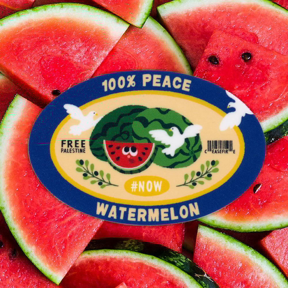 Image of Watermelon Fruit Label Fundraiser Sticker