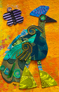 Green Peacock and Purple Butterfly