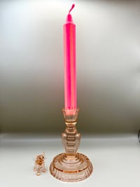 Image 1 of Pink Glass Candlestick