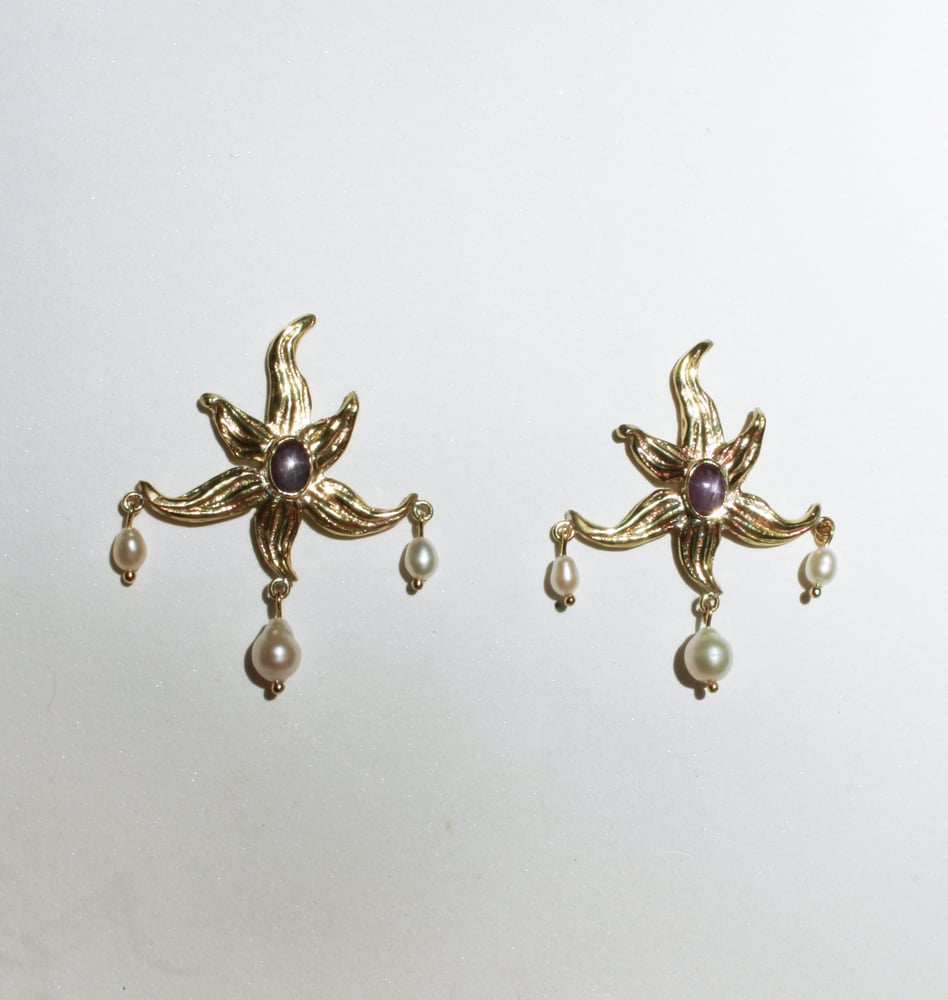 Image of Ruby Star Earrings
