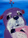 “Otterly Yours” - 11”x14” oil on canvas with gems ready to ship 3-24-24!