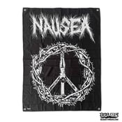Image of NAUSEA "Logo Antichrist Peace Sign" Tapestry