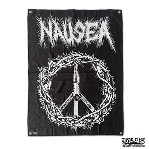 Image of NAUSEA "Logo Antichrist Peace Sign" Tapestry