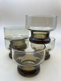 Image 1 of Set of Mid Century Smoke Glass Dessert Dishes