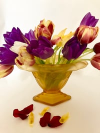 Image 1 of Art Deco Frosted Amber Glass Vase