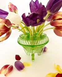 Image 2 of Art Deco Tri Footed Green Glass Vase
