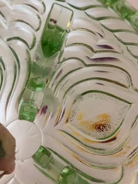 Image 3 of Art Deco Tri Footed Green Glass Vase