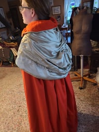 Image 3 of Bright Red Cloak with Pale Green/Gold Satin Lining