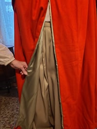 Image 4 of Bright Red Cloak with Pale Green/Gold Satin Lining