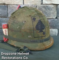 Image 1 of Vietnam M-1 Helmet & 1966 Liner Mitchell Camo Cover. 1963 Sweatband.