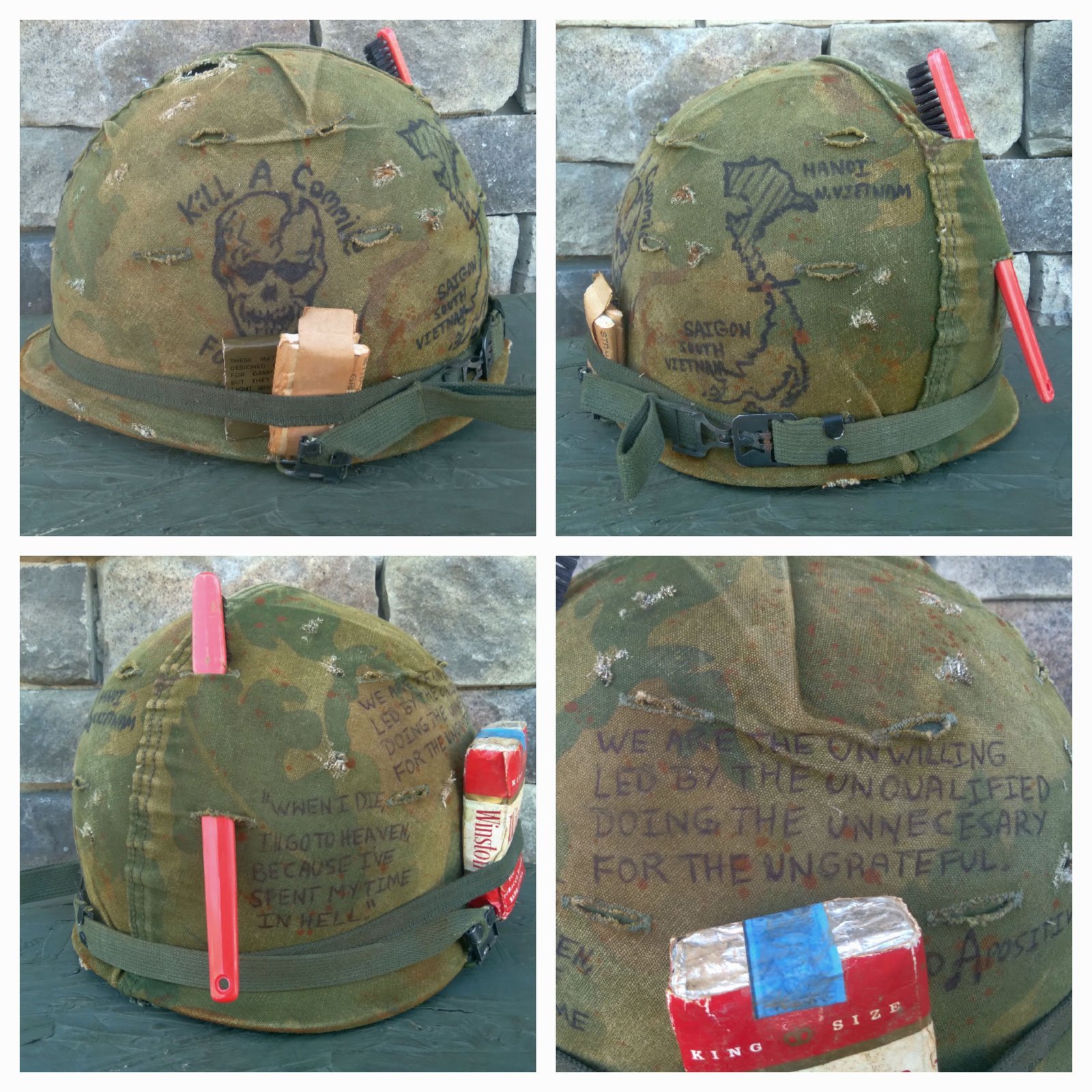 Vietnam M-1 Helmet & 1966 Liner Mitchell Camo Cover. 1963