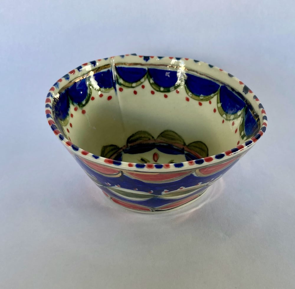 Image of Small bowls  blue design with gold