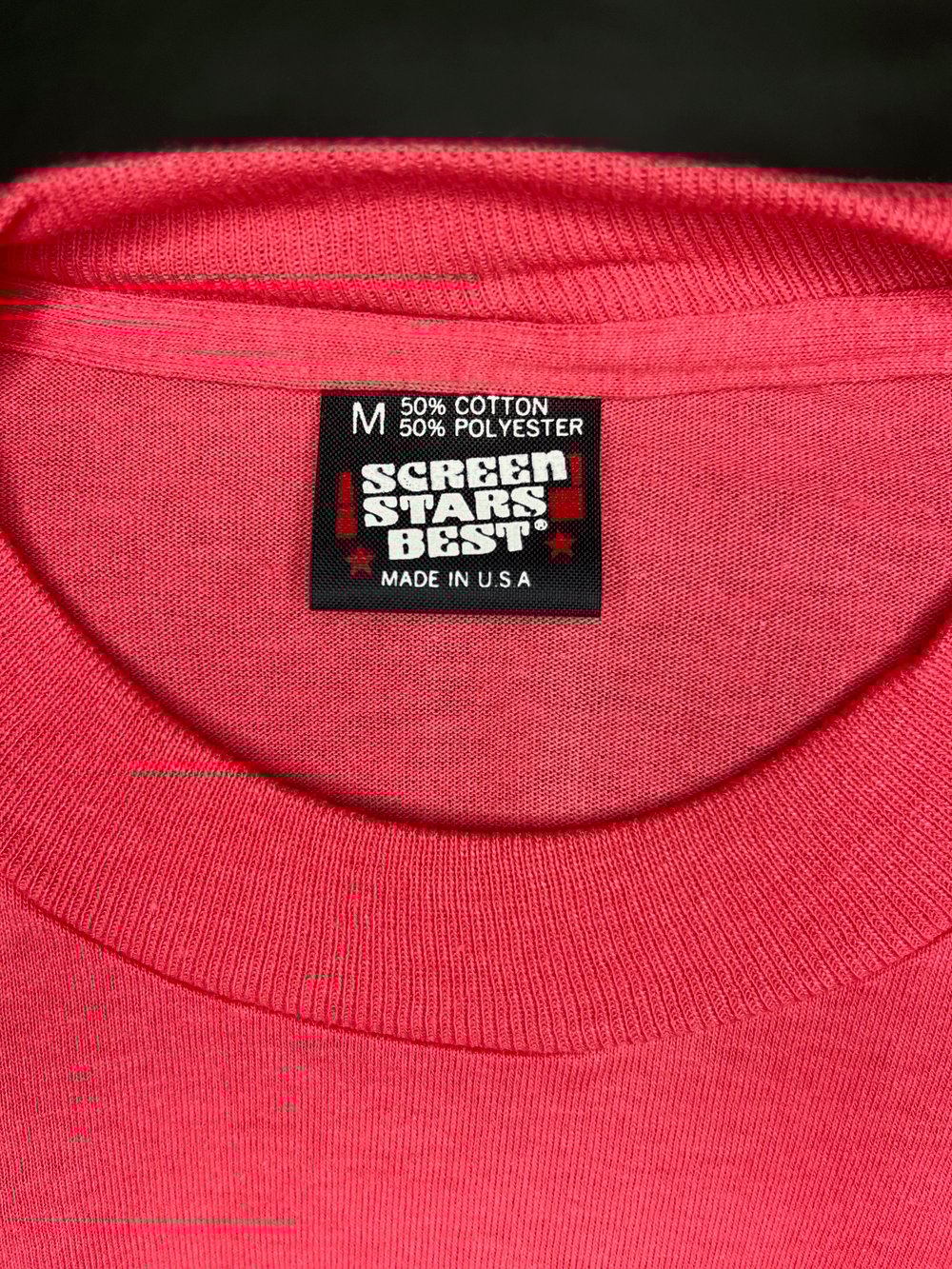 College T-Shirt - Black On Coral - Vintage NOS Screen Stars Best